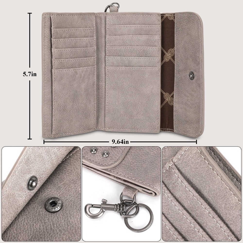 Wrangler Accents Tri-fold Key-Chain Wallet Khaki - Picture 3 of 3